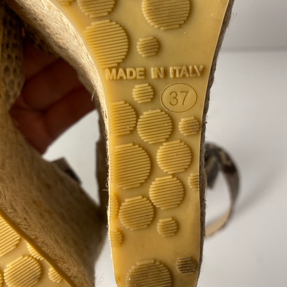 Jimmy Choo snake embossed wedge espadrille sandals ankle strap 37 - Picture 10 of 10